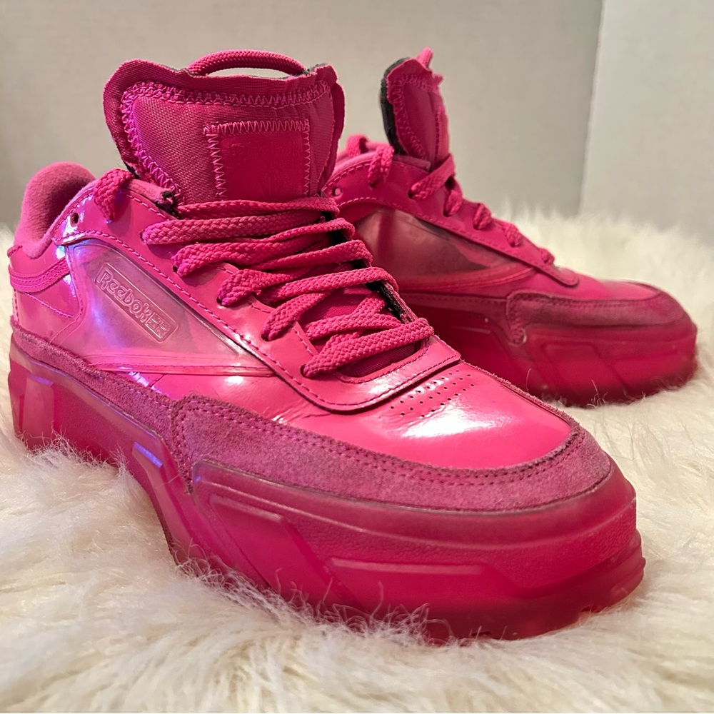 REEBOK Club C x Cardi B COLLAB Dynamic Pink/Clear Sneakers #H01011 Discontinued